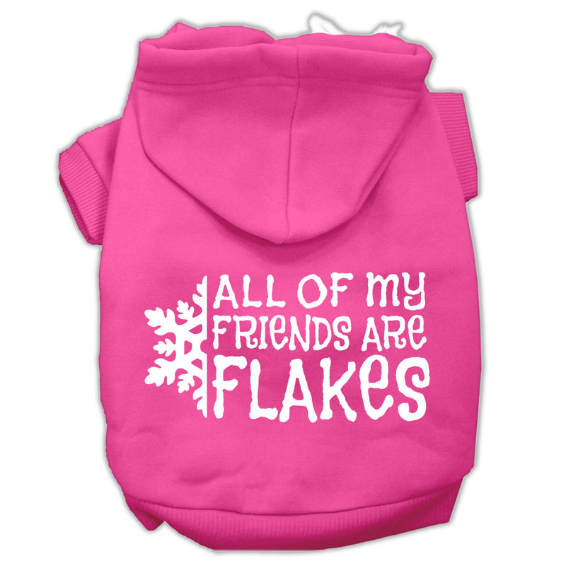 All My Friends Are Flakes Screen Print Pet Hoodies Bright Pink Size M GreatEagleInc