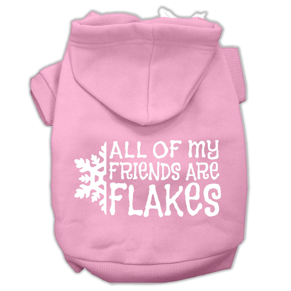 All My Friends Are Flakes Screen Print Pet Hoodies Light Pink Size S GreatEagleInc