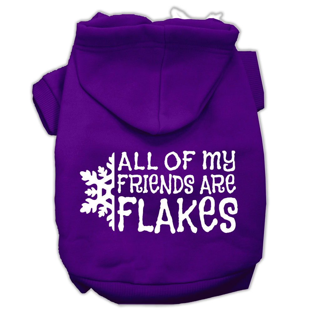 All My Friends Are Flakes Screen Print Pet Hoodies Purple Size S GreatEagleInc