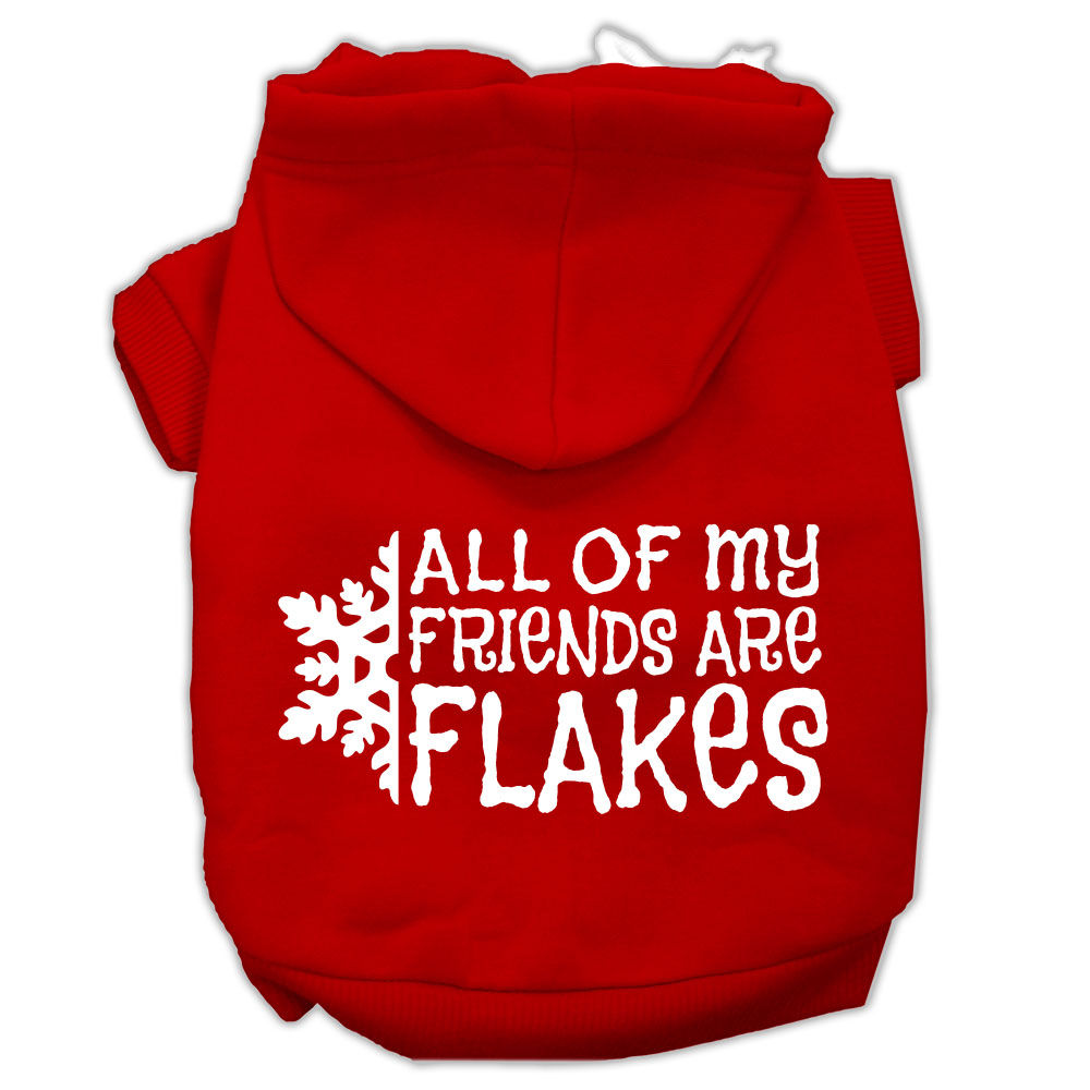 All My Friends Are Flakes Screen Print Pet Hoodies Red Size S GreatEagleInc