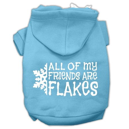 All My Friends Are Flakes Screen Print Pet Hoodies Baby Blue Size Xl GreatEagleInc