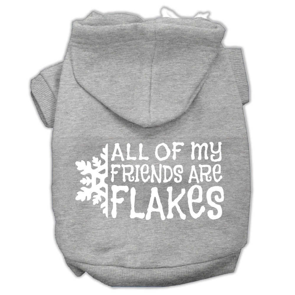 All My Friends Are Flakes Screen Print Pet Hoodies Grey Size Xl GreatEagleInc