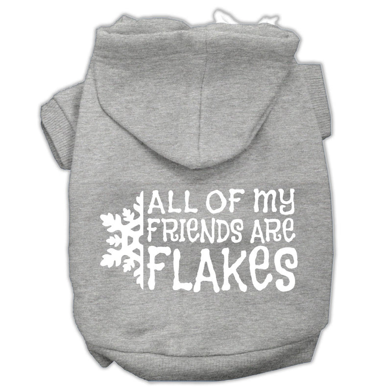 All My Friends Are Flakes Screen Print Pet Hoodies Grey Size Xl GreatEagleInc