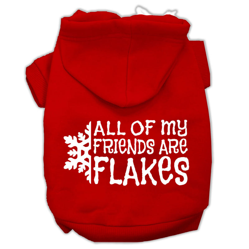 All My Friends Are Flakes Screen Print Pet Hoodies Red Size Xl GreatEagleInc