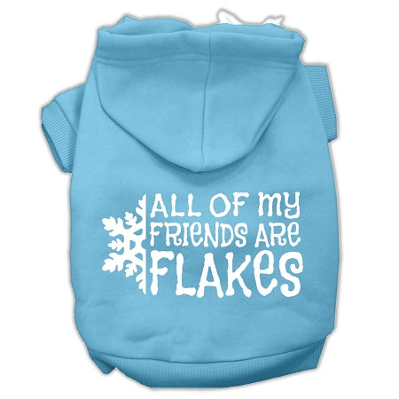 All My Friends Are Flakes Screen Print Pet Hoodies Baby Blue Size Xs GreatEagleInc