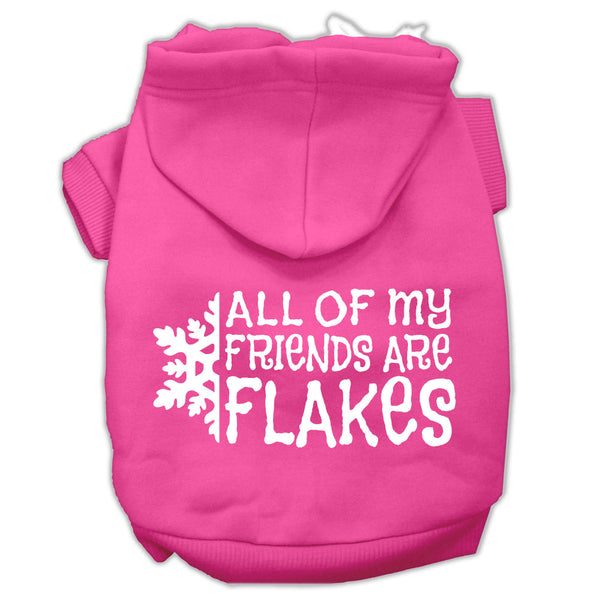 All My Friends Are Flakes Screen Print Pet Hoodies Bright Pink Size Xs GreatEagleInc