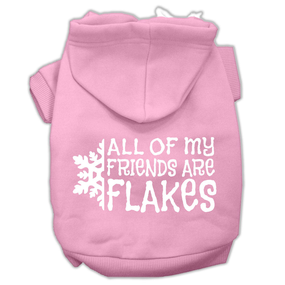 All My Friends Are Flakes Screen Print Pet Hoodies Light Pink Size Xs GreatEagleInc
