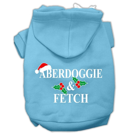 Aberdoggie Christmas Screen Print Pet Hoodies Baby Blue Size L GreatEagleInc