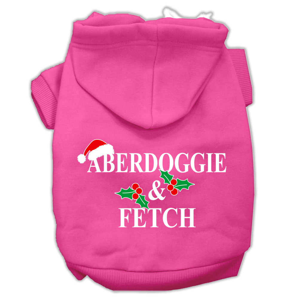 Aberdoggie Christmas Screen Print Pet Hoodies Bright Pink Size L GreatEagleInc