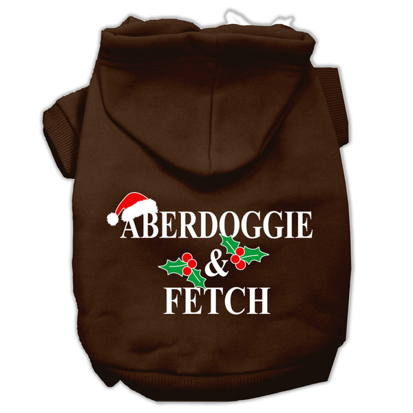 Aberdoggie Christmas Screen Print Pet Hoodies Brown Size L GreatEagleInc