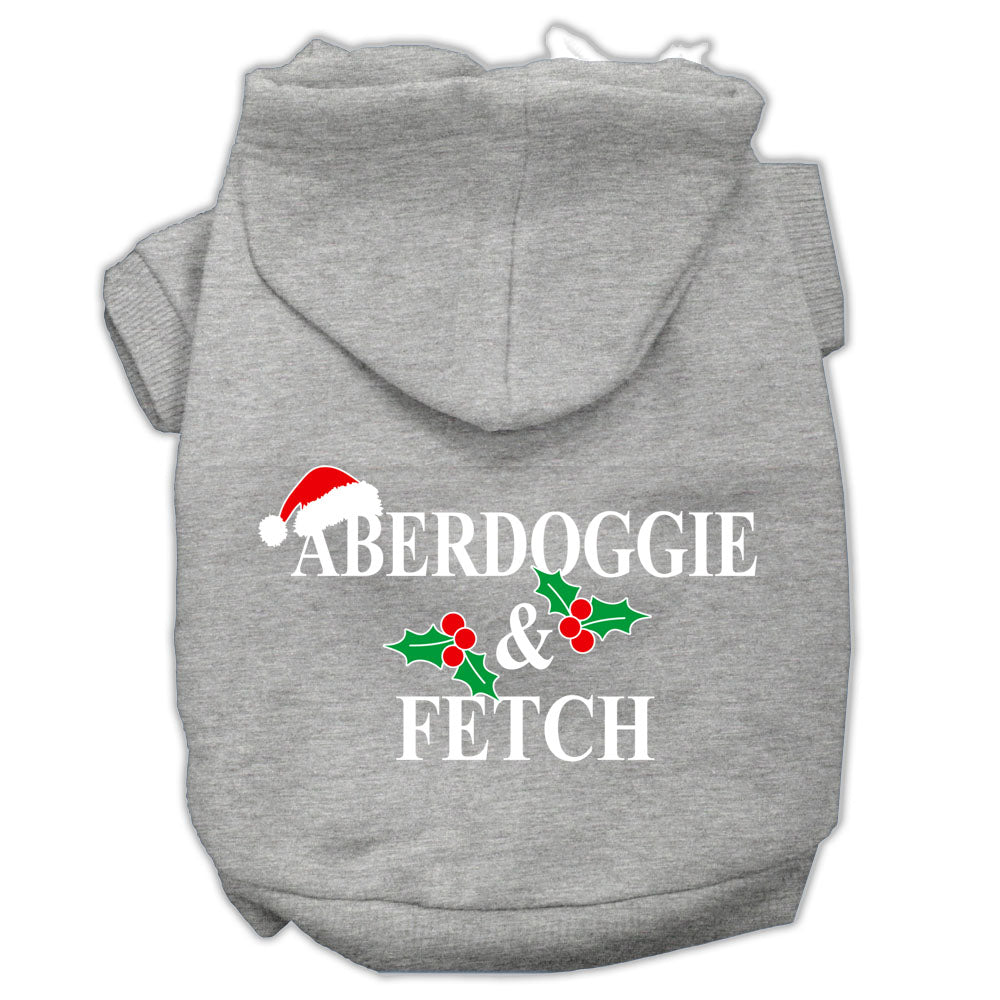 Aberdoggie Christmas Screen Print Pet Hoodies Grey Size S Default Title