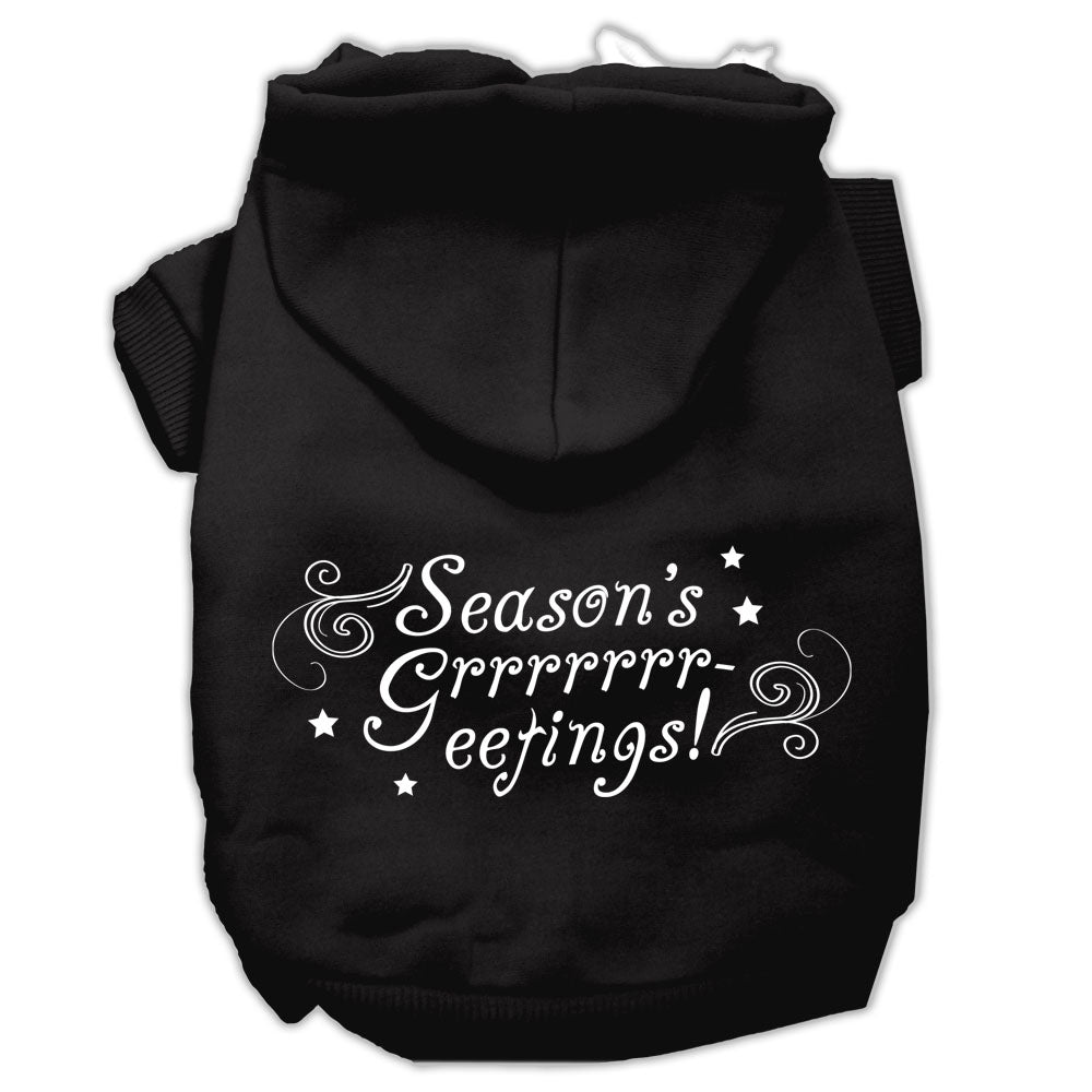 Seasons Greetings Screen Print Pet Hoodies Black Size M GreatEagleInc