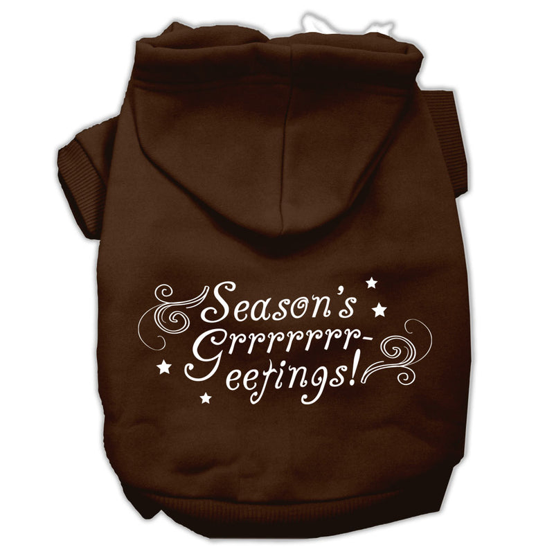 Seasons Greetings Screen Print Pet Hoodies Brown Size M GreatEagleInc