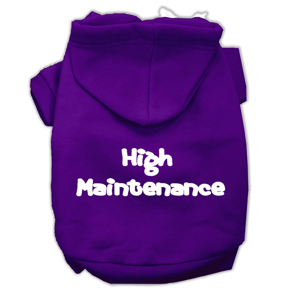 High Maintenance Screen Print Pet Hoodies Purple Size L GreatEagleInc
