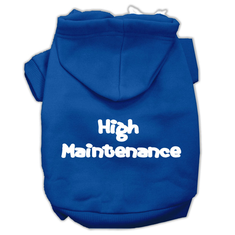 High Maintenance Screen Print Pet Hoodies Blue M GreatEagleInc