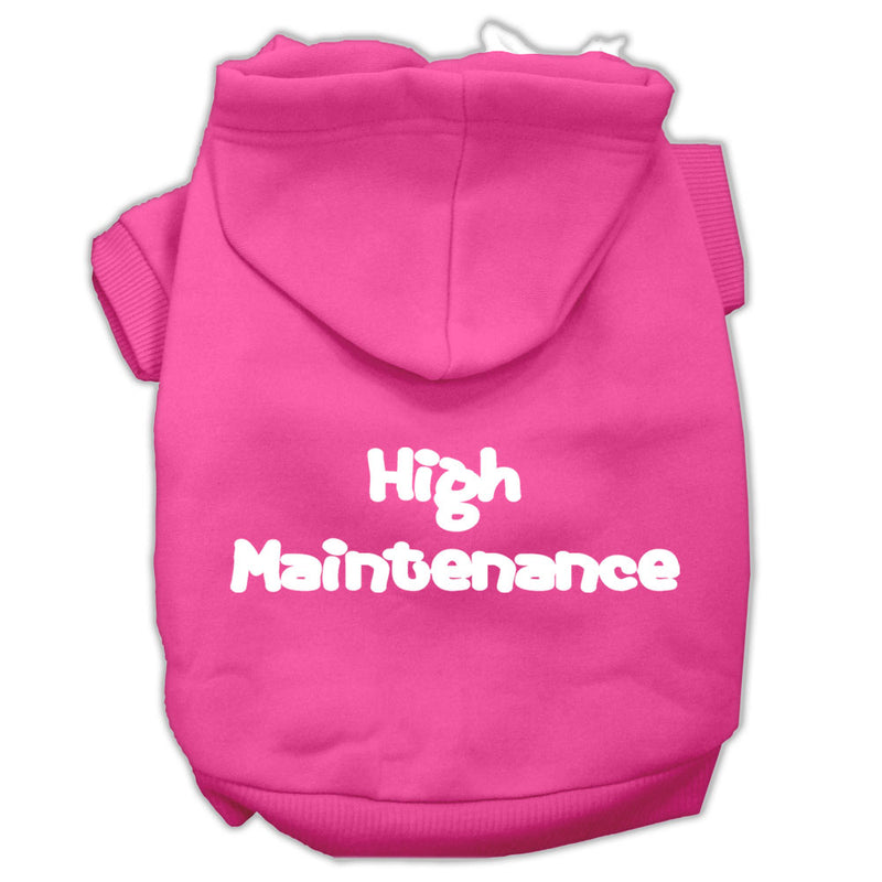 High Maintenance Screen Print Pet Hoodies Bright Pink Size M GreatEagleInc
