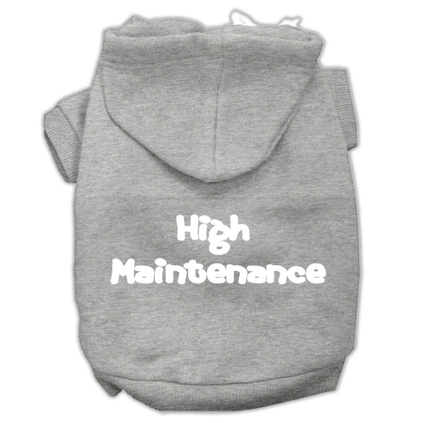 High Maintenance Screen Print Pet Hoodies Grey M Default Title