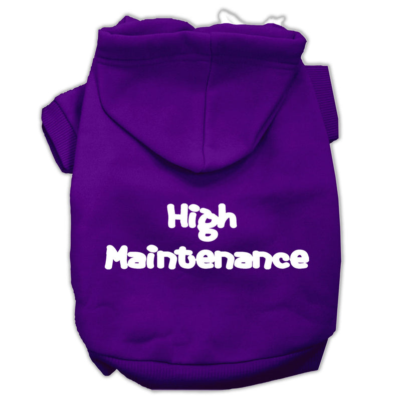 High Maintenance Screen Print Pet Hoodies Purple Size M GreatEagleInc