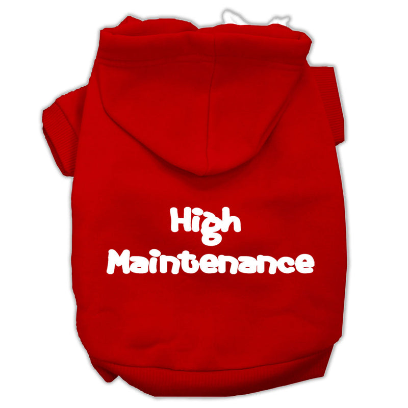 High Maintenance Screen Print Pet Hoodies Red Size M GreatEagleInc