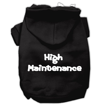 High Maintenance Screen Print Pet Hoodies Black Xs GreatEagleInc