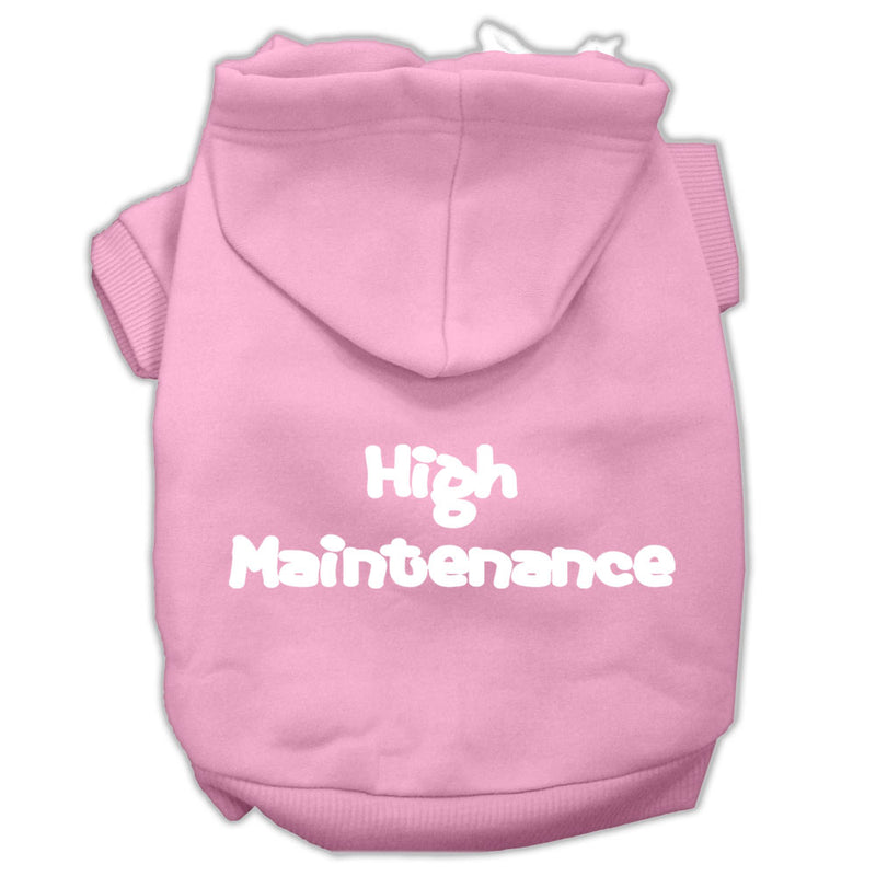 High Maintenance Screen Print Pet Hoodies Light Pink Xs GreatEagleInc