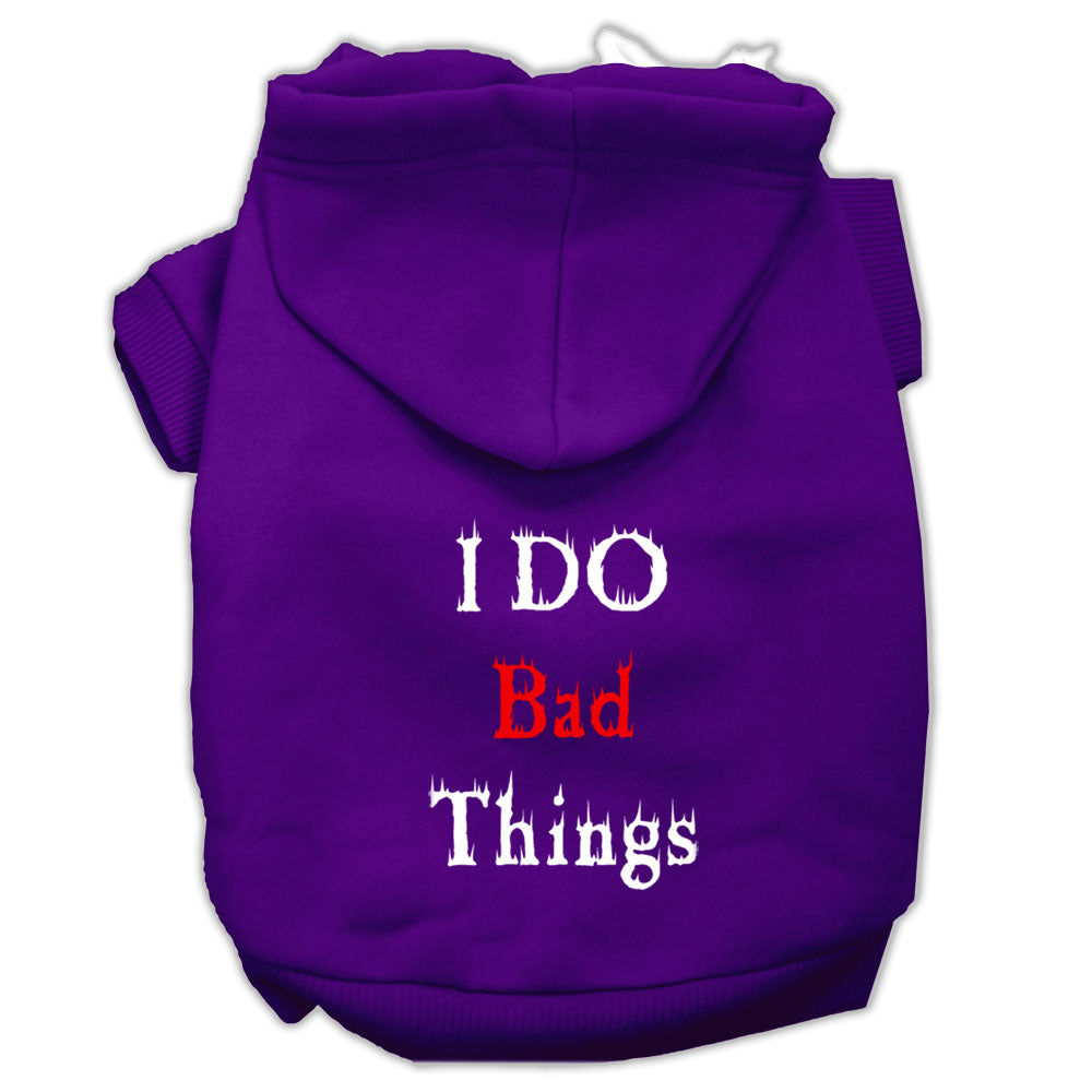 I Do Bad Things Screen Print Pet Hoodies Purple Size L GreatEagleInc