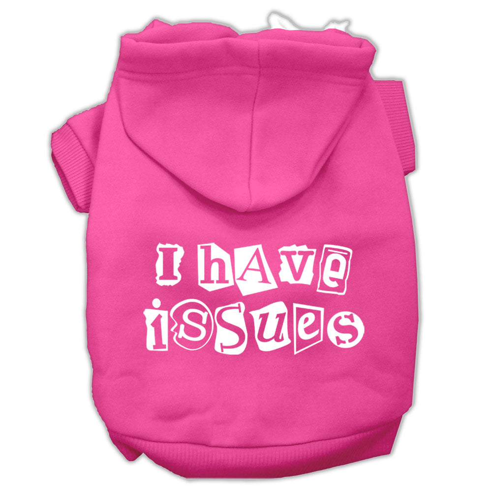 I Have Issues Screen Printed Dog Pet Hoodies Bright Pink Size Lg Default Title