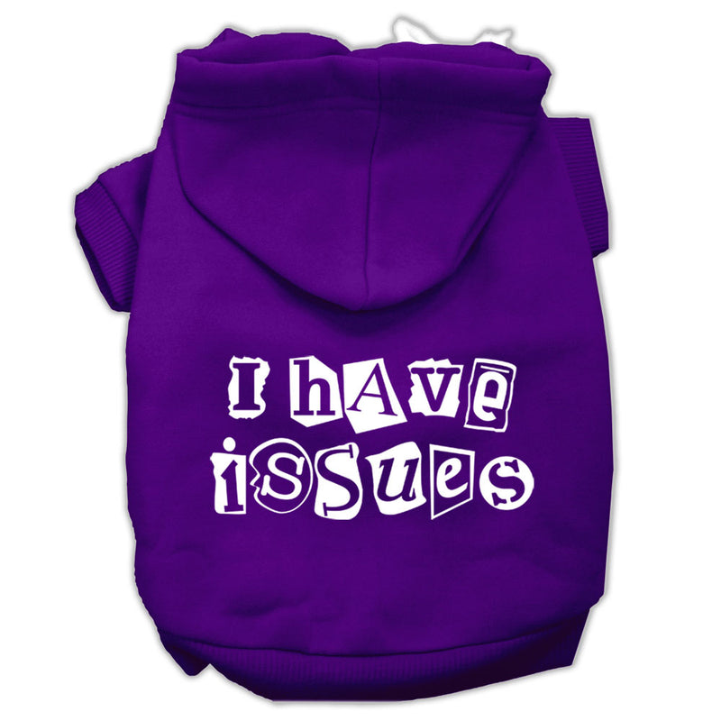 I Have Issues Screen Printed Dog Pet Hoodies Purple Size Lg GreatEagleInc