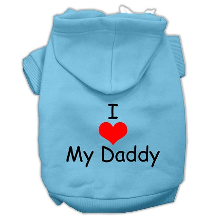 I Love My Daddy Screen Print Pet Hoodies Baby Blue Size Lg GreatEagleInc