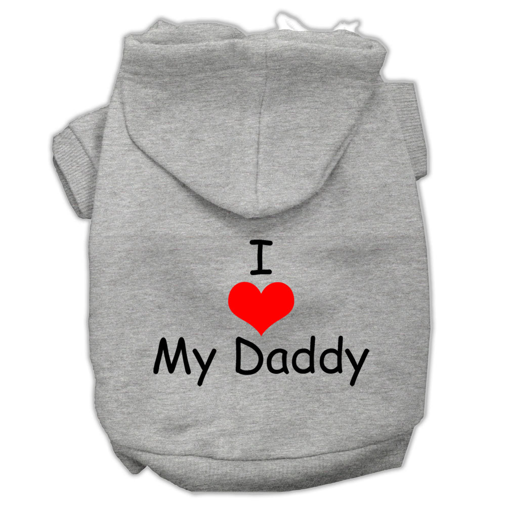 I Love My Daddy Screen Print Pet Hoodies Grey Size Lg GreatEagleInc