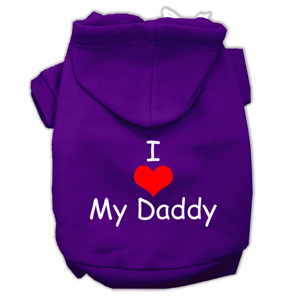 I Love My Daddy Screen Print Pet Hoodies Purple Size Xs GreatEagleInc