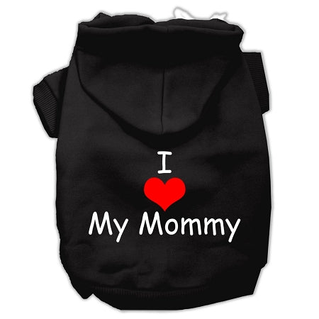 I Love My Mommy Screen Print Pet Hoodies Black Size Xs GreatEagleInc