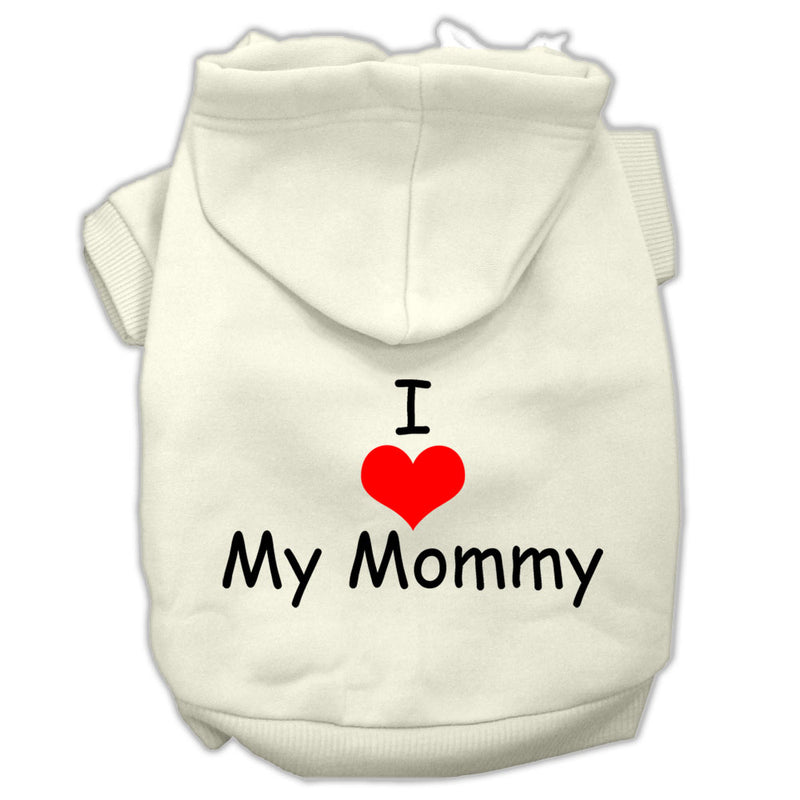 I Love My Mommy Screen Print Pet Hoodies Cream Size Xs GreatEagleInc