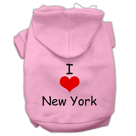 I Love New York Screen Print Pet Hoodies Pink Size Med GreatEagleInc