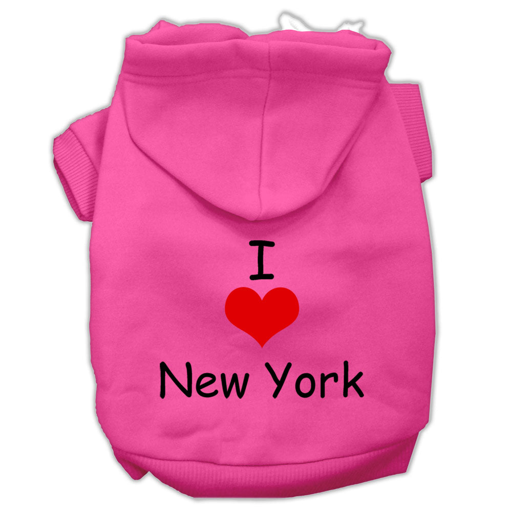 I Love New York Screen Print Pet Hoodies Bright Pink Size Xxxl Default Title