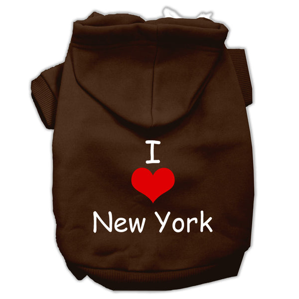 I Love New York Screen Print Pet Hoodies Brown Size Xxxl GreatEagleInc