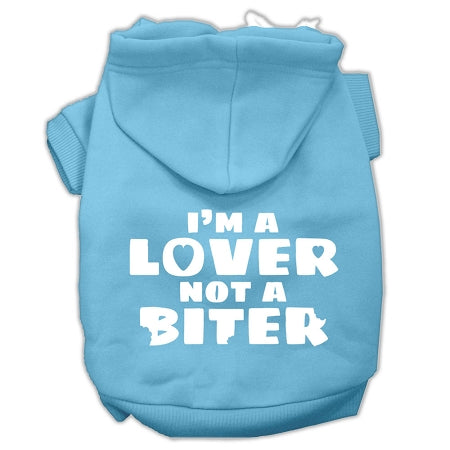 I'm A Lover Not A Biter Screen Printed Dog Pet Hoodies Baby Blue Size Xl GreatEagleInc