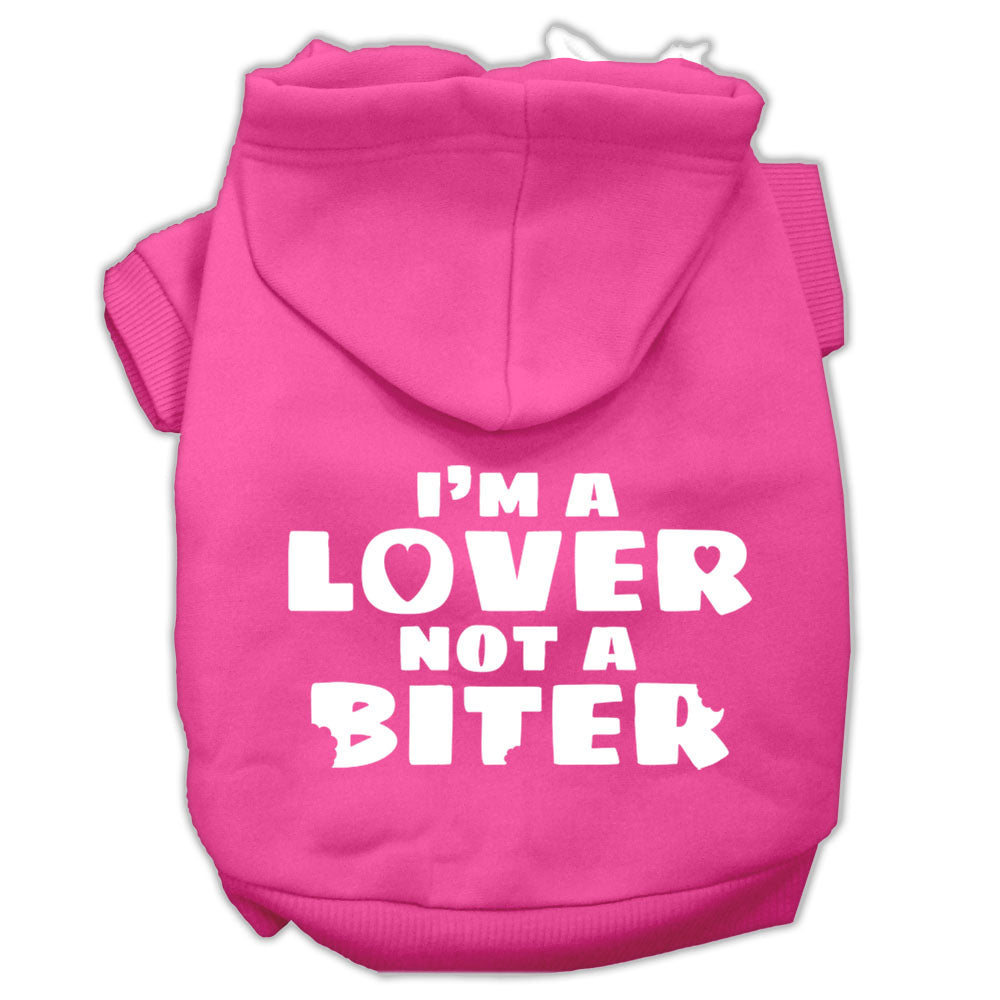 I'm A Lover Not A Biter Screen Printed Dog Pet Hoodies Bright Pink Size Xl GreatEagleInc