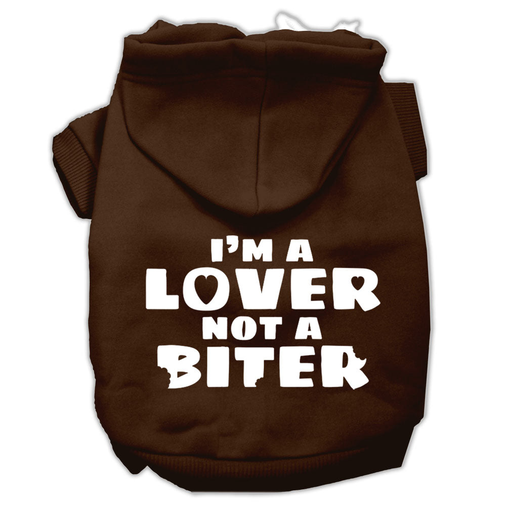 I'm A Lover Not A Biter Screen Printed Dog Pet Hoodies Brown Size Xl GreatEagleInc