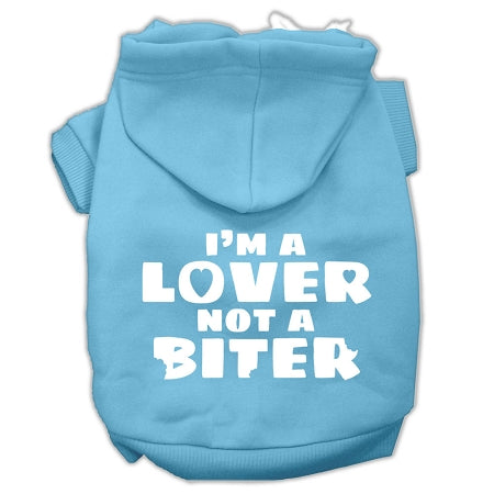 I'm A Lover Not A Biter Screen Printed Dog Pet Hoodies Baby Blue Size Xxl Default Title