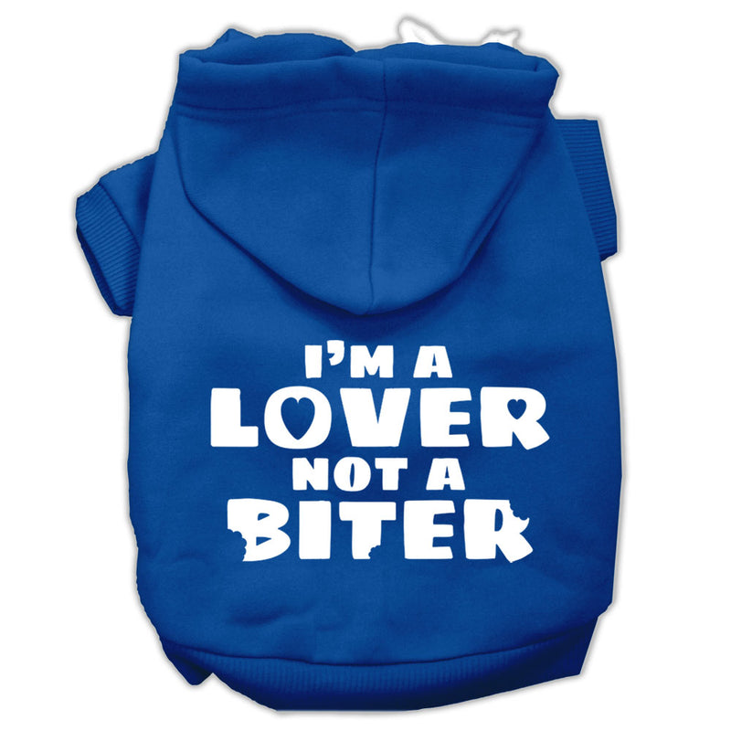 I'm A Lover Not A Biter Screen Printed Dog Pet Hoodies Blue Size Xxxl GreatEagleInc