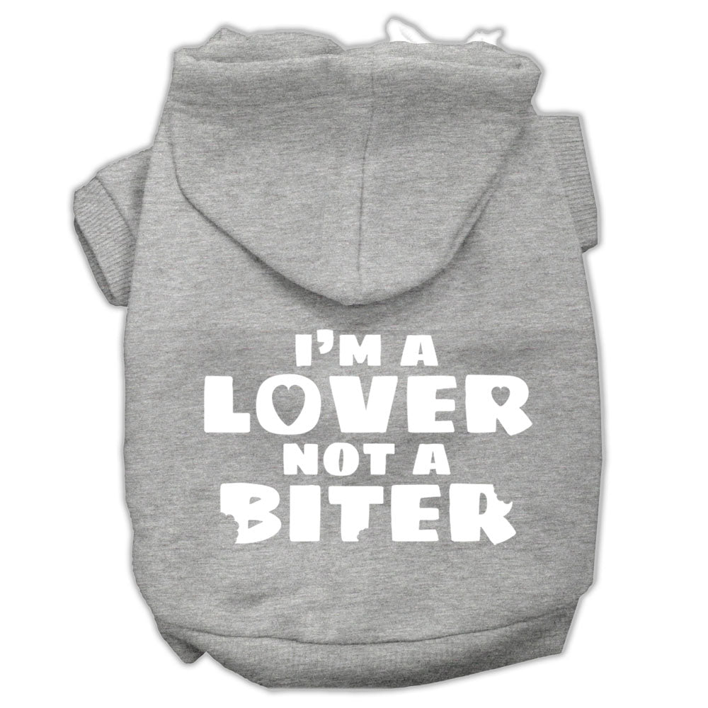 I'm A Lover Not A Biter Screen Printed Dog Pet Hoodies Grey Size Xxxl Default Title