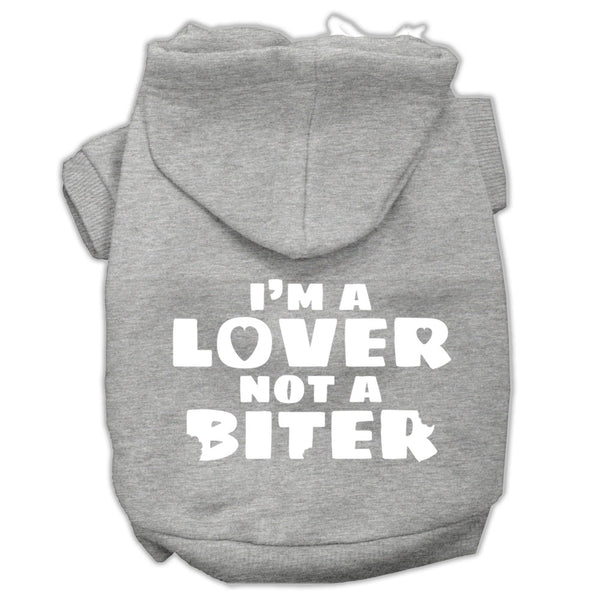 I'm A Lover Not A Biter Screen Printed Dog Pet Hoodies Grey Size Xxxl GreatEagleInc