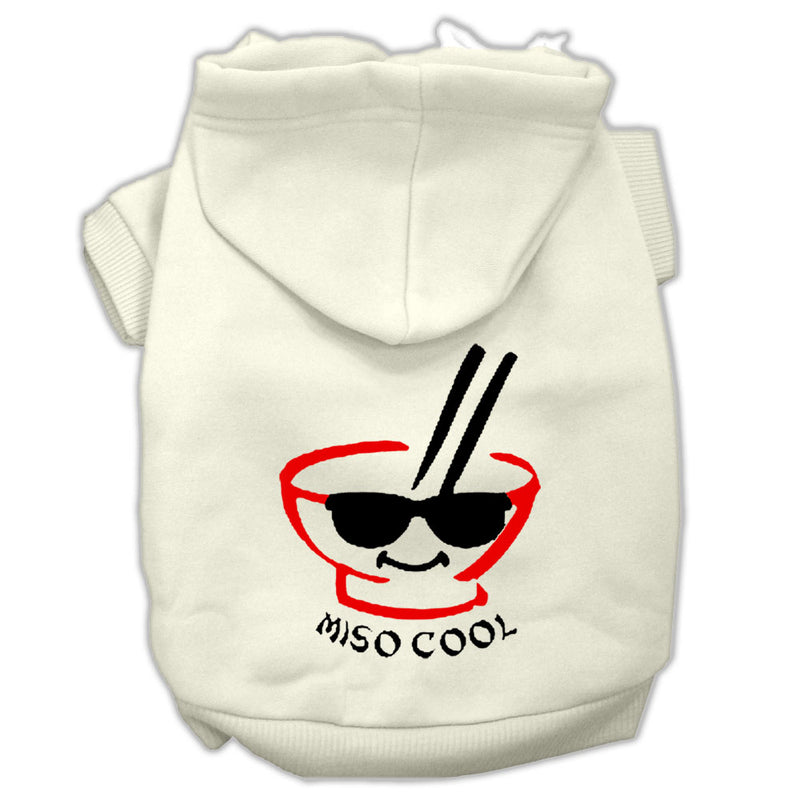 Miso Cool Screen Print Pet Hoodies Cream Size Lg GreatEagleInc