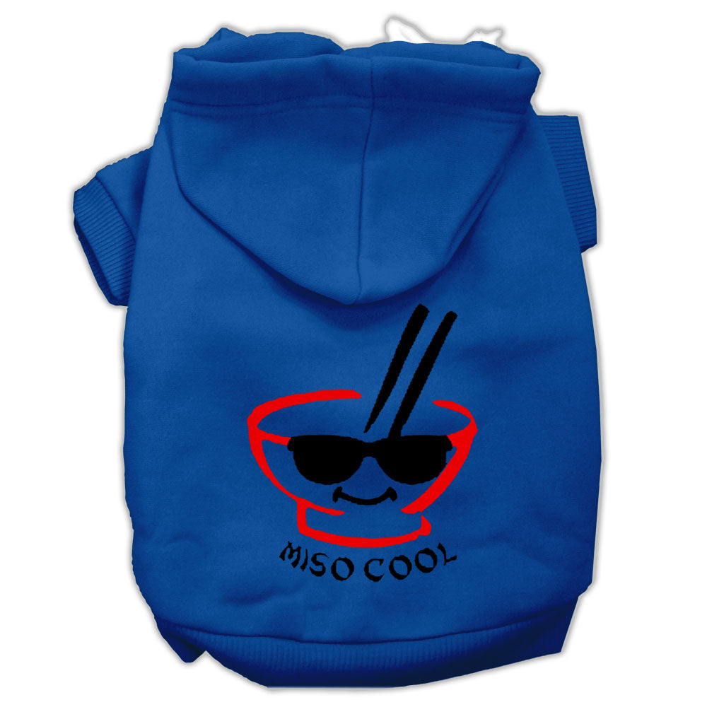 Miso Cool Screen Print Pet Hoodies Blue Size Xs GreatEagleInc