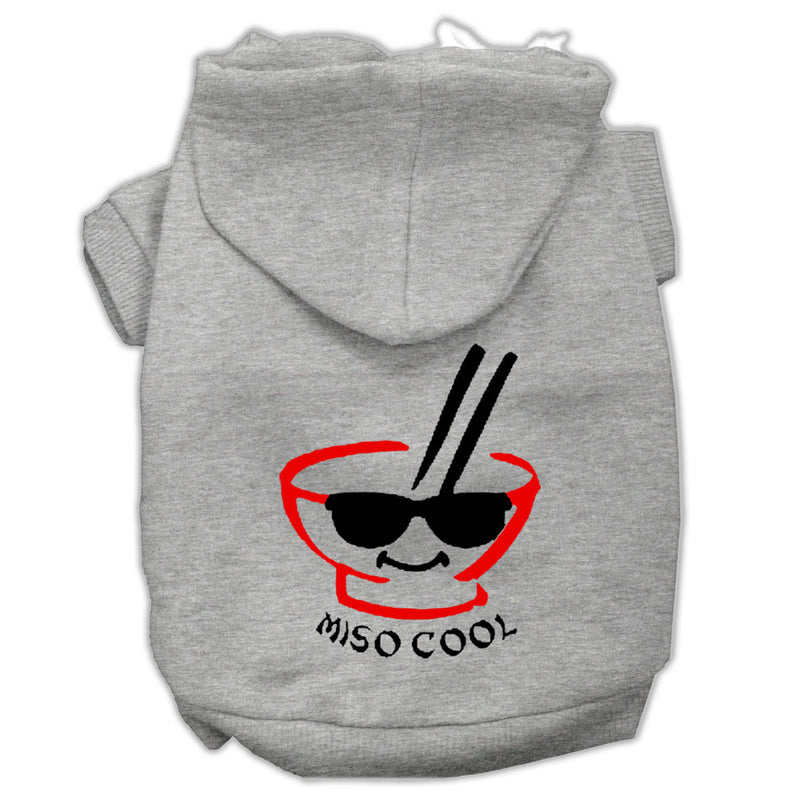 Miso Cool Screen Print Pet Hoodies Grey Size Xs GreatEagleInc