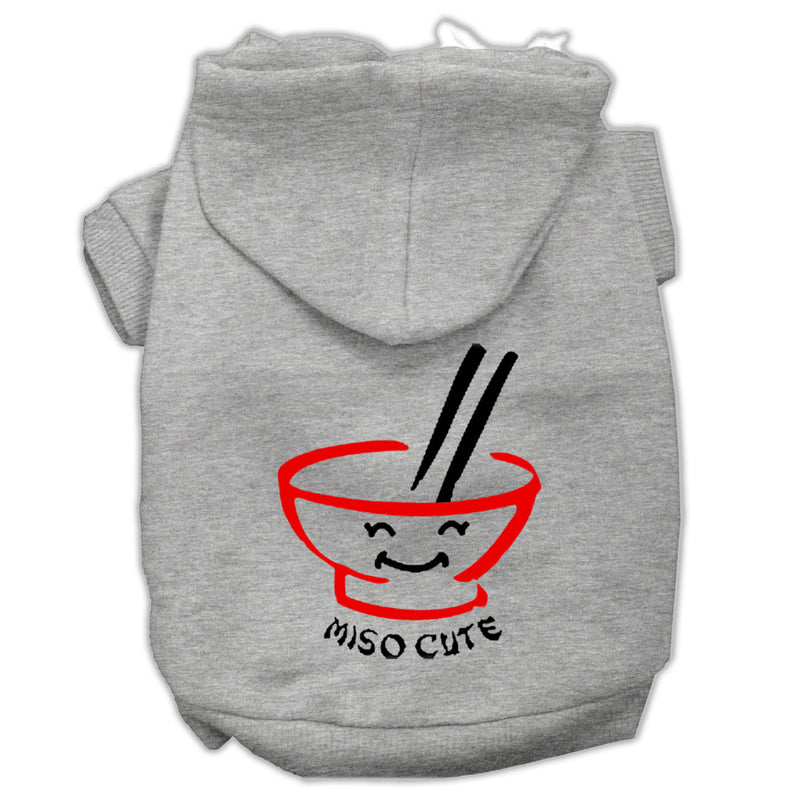 Miso Cute Screen Print Pet Hoodies Grey Size Xs GreatEagleInc