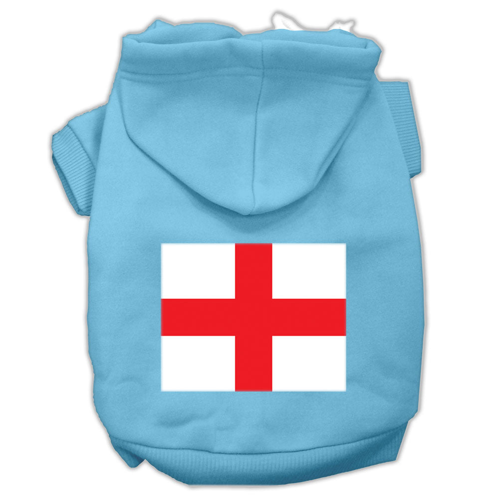 St George's Cross (english Flag) Screen Print Pet Hoodies Baby Blue Size Lg GreatEagleInc