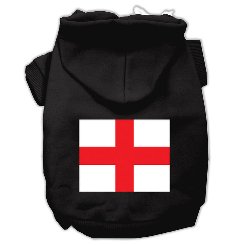 St George's Cross (english Flag) Screen Print Pet Hoodies Black Size Lg GreatEagleInc