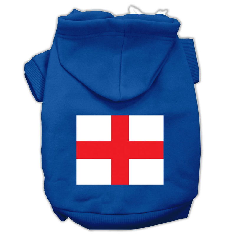 St George's Cross (english Flag) Screen Print Pet Hoodies Blue Size Lg GreatEagleInc